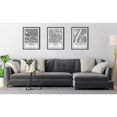 Sylvie Paris Modern Map by Jake Goossen Framed Canvas Map Art Print 24 In. X 18