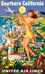 Southern California – United Air Lines – 1950’s – Travel Poster