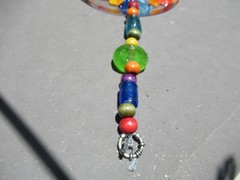 Fused Glass Round Evil Eye Mosaic Decor Wall Hanging, ~10″ long, 5″ diameter