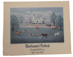 Hazel S. Meyer Signed Vintage 1990 Chappell Hill Tx Bluebonnet Festival Poster