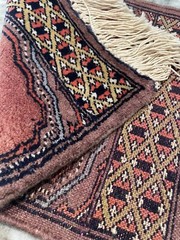 Vintage 12”x18” Woven Fringed High Pile Tiny Rug Wall Hanging Ethnic Boho Decor
