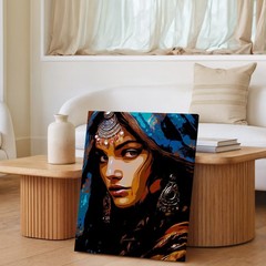 Bohemian Ethnic Woman Portrait Canvas Wall Art Colorful Face Print Home Decor