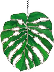 Monstera Stained Glass Suncatcher Window Decor,Tropical Leaf Hanging Ornament 7.