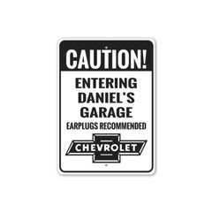 Caution Entering Garage Earplugs Recommended Sign