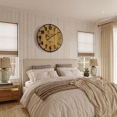 Farmhouse 24 Inch Extra Large Decorative Wall Clock with Metal Circle, Oversi…