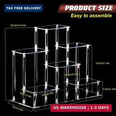 6 Tier Clear Action Figures Display Risers Stand Shelf, Acrylic Display Stands f