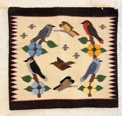 Marie Begay Birds & Butterflies woven tapestry rug wall hanging native indian