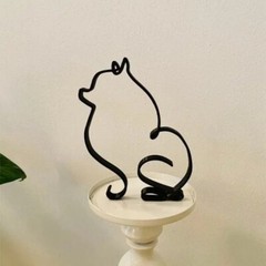 Metal Cat Dog Statue Modern Abstract Art Sculpture Ornaments Home Office Decor