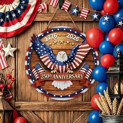 USA 250Th Anniversary Decoration, Wooden 4Th of July Eagle Door Sign 1776-2026 F