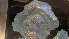 Coastal Collection Iridescent Oyster Art Glass Shell Plate Lot Of 3