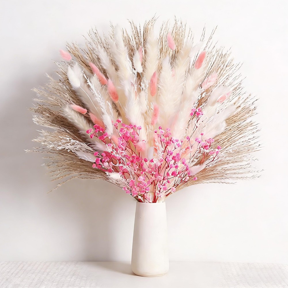 Hapart Bunny Tails Dried Flowers Bouquet Nature Colorful Pampas Grass with Ba…