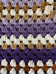 VTG Handmade Granny Crochet Blanket Throw Afghan 35×36 Warm, Colorful Purples