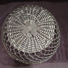 Set of 2 Silver Woven Wire Metal Baskets Round & Oval Freestanding Medium