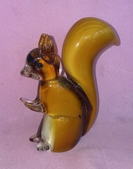 Murano Style Art 7″ Amber Glass Squirrel Figurine Paperweight Blown Glass