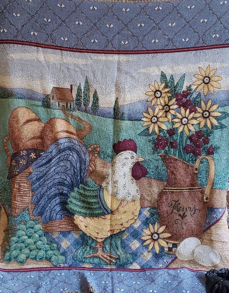 NOS Vtg Signed 65×48″ Debbie Mumm Throw Blanket 100% Cotton. Hen Farm Honey Bees