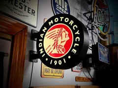 Indian Motorcycle Round LED Light Box | Double Sided Garage Sign RGB
