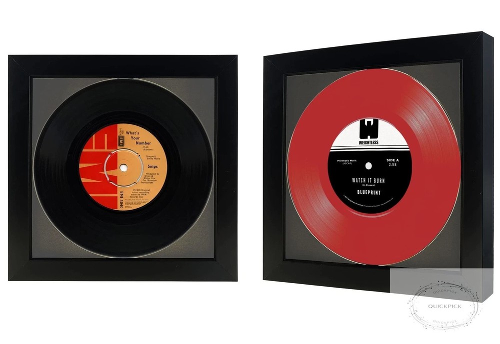 2 Pack 45 Single 6 7/8″ Vinyl Record Frame, Display 45 rpm Vinyl Record with Mat