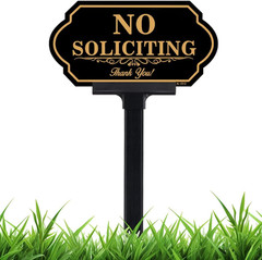 No Soliciting Sign for House with Stake Thick Aluminum – 5×10 Inch/37 Inch