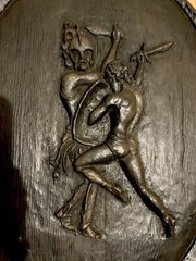 Awesome Vintage Warrior Knight MCM Black Shield Resin Large Wall Art Plaque