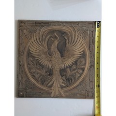Phoenix Relief Wall Plaque Square Mythological Bird Art MFD Board 14.45″ READ