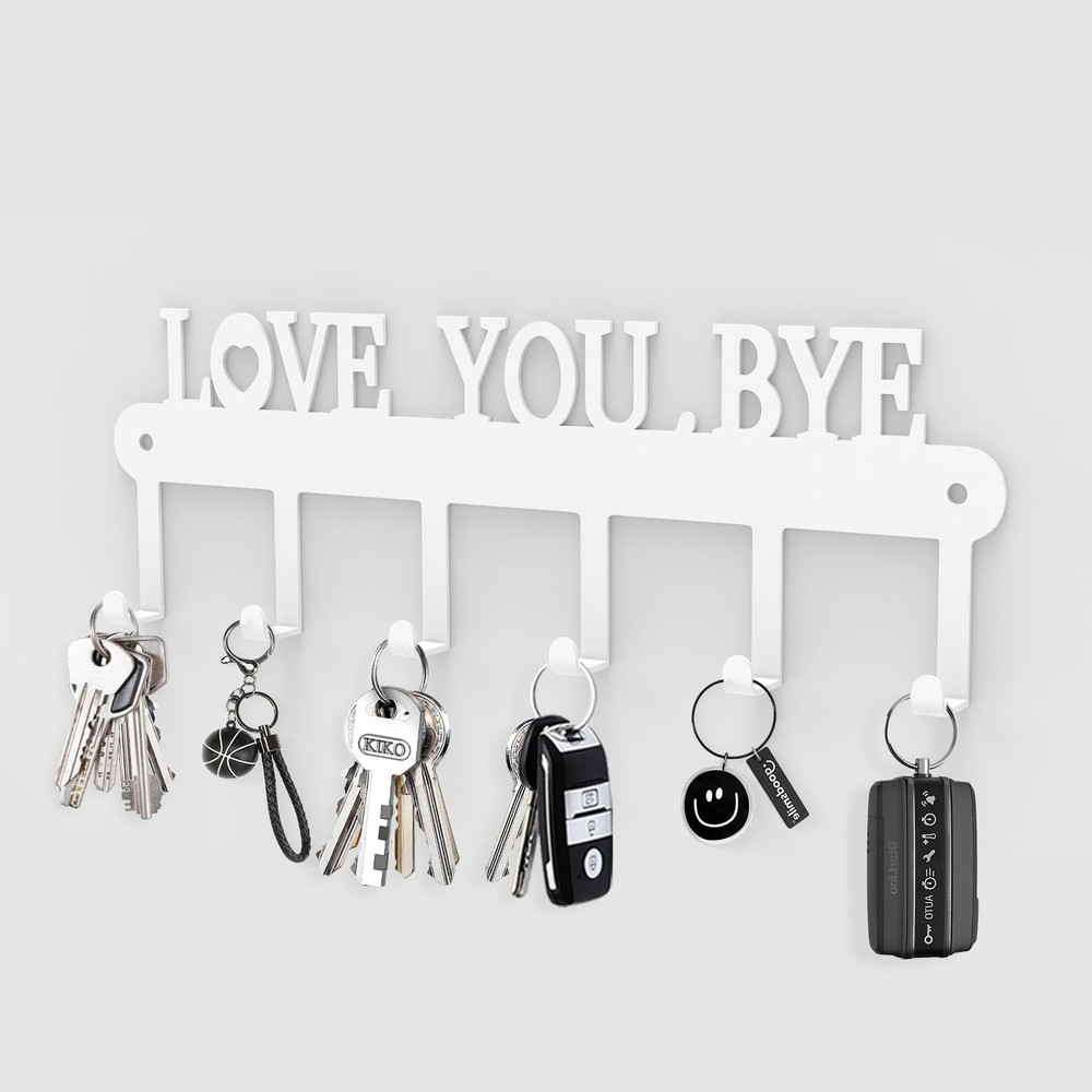 Key Holder for Wall – ‘Love You Bye’ Key Hooks,Key Holder Wall Mount Self Adh…