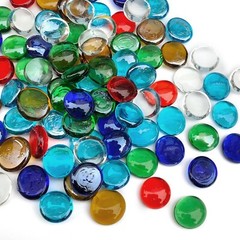 1LB Flat Glass Pebbles for Vase, 100 Pcs Glass Gem Stones for Aquarium, Decor…