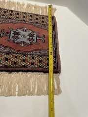 Vintage 12”x18” Woven Fringed High Pile Tiny Rug Wall Hanging Ethnic Boho Decor