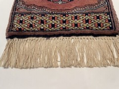 Vintage 12”x18” Woven Fringed High Pile Tiny Rug Wall Hanging Ethnic Boho Decor