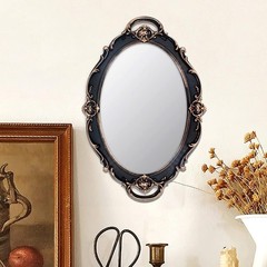 Vintage Mirror Small Wall Mirror Hanging Mirror 14.5 x 10 inchs Oval Brown