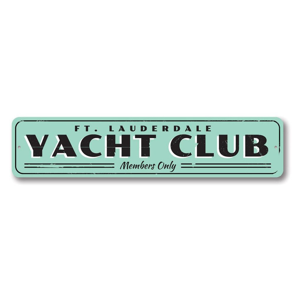 Yacht Club Sign, Personalized Members Only Sign, Custom Beach Metal Wall Decor