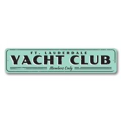 Yacht Club Sign, Personalized Members Only Sign, Custom Beach Metal Wall Decor