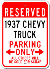 Custom 1937 37 CHEVY TRUCK Parking Sign Chevrolet Personalized Garage Plaque