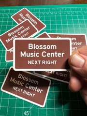 Blossom Music Center Road Sign – Laminated Vinyl Sticker – 2″x3″