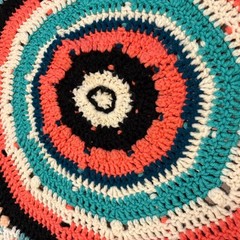 Handmade Crochet Round Area Rug Boho Mandala Circles Acrylic 52″