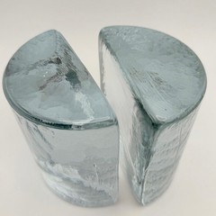 Vintage Blenko Art Glass Bookends Pair Mid Century Modern MCM 1960s Ice Cubes