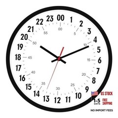 24 Hour Wall Clock Battery Operated Round Analog Wall Clock Military Time