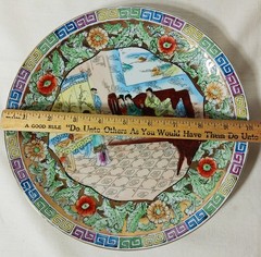 Vintage 10″ GEISHA Floral Plate Zhongguo Zhi Zao Porcelain Hand-painted China