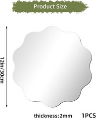 Round Wavy Mirror for Wall Decor, 12 inch Acrylic Circle Soped Wall