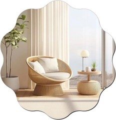 Round Wavy Mirror for Wall Decor, 12 inch Acrylic Circle Soped Wall
