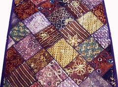 40″ Purple Wall Hanging Handmade Art Square Branded Gift Tapestry Vintage Beaded