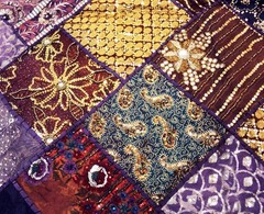 40″ Purple Wall Hanging Handmade Art Square Branded Gift Tapestry Vintage Beaded