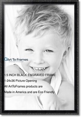 ArtToFrames Custom Picture Poster Frame Black Engraved 1.5″ Wide Wood