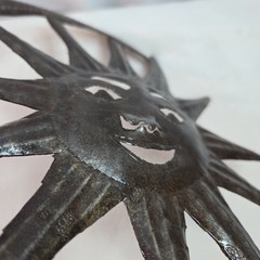Sun and Moon Metal Wall Hanging Art Celestial Haitian Hammered Decoration 10 in