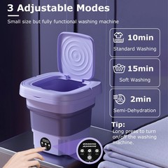 1Pc Portable Washing Machine Foldable Laundry Machine With Detachable Drain Bask