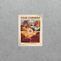 Vintage Four Corners National Monument Utah Colorado Arizona New Mexico Sticker