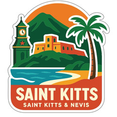 Saint Kitts Saint Kitts and Nevis Sticker Decal Vinyl Die-Cut City Skyline