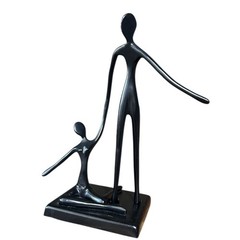 Modern “Ballet Dancers” Sculpture Black Metal Abstract Bodrul Khalique Style 10″