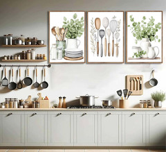Sage Green Farmhouse Canvas Art Set for Kitchen & Dining Room Decor