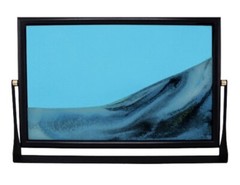 Dynamic 3D Flowing Blue Glow in Dark Sand Picture Black metal Swivel frame 8×12”
