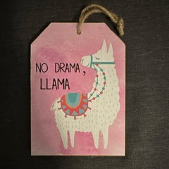 Momentum Brands No Drama Llama Wood Sign Pink Animal Print Ready To Hang